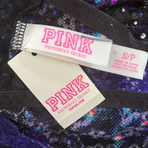 Victorias Secret Pink Bling Stones Ruched Lace Bralette bra blue multicolor S - Picture 5 of 5